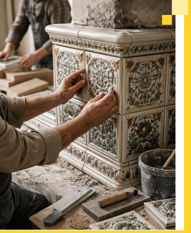 Изразцовые камины под ключ в Бузулуке: проект и монтаж