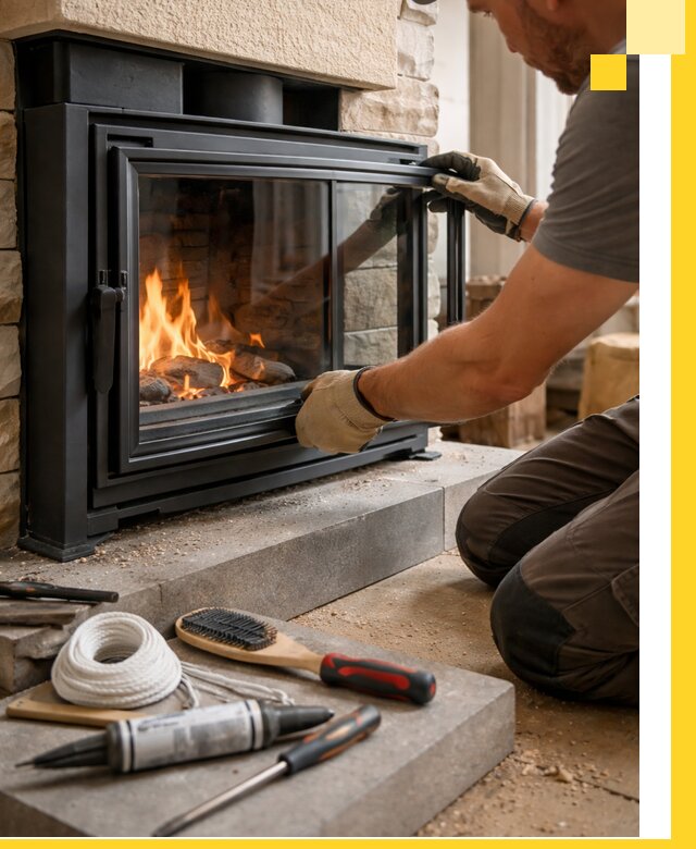 Производство, монтаж и доставка каминов со стеклом в Бузулуке