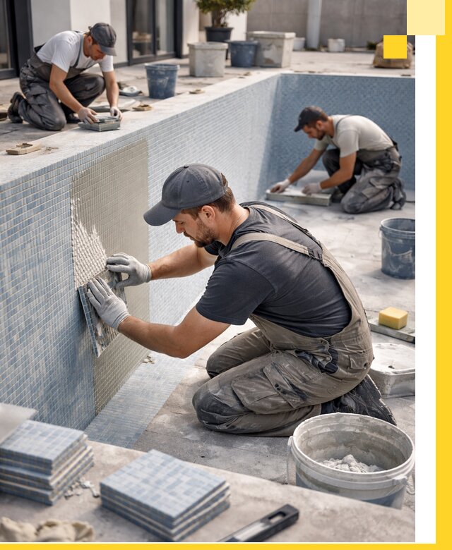 Облицовка бассейнов в Бузулуке плитка мозаика гидроизоляция