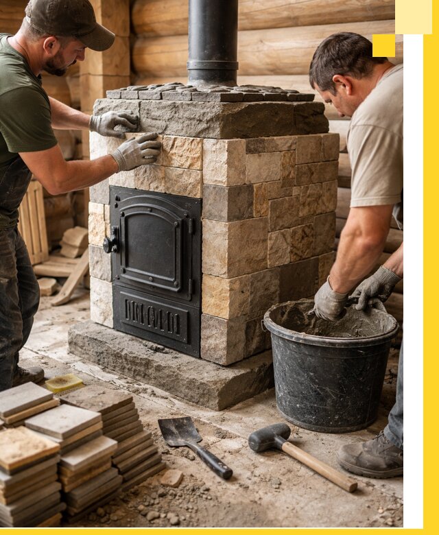 Облицовка банной печи под ключ в Бузулуке: камень и плитка