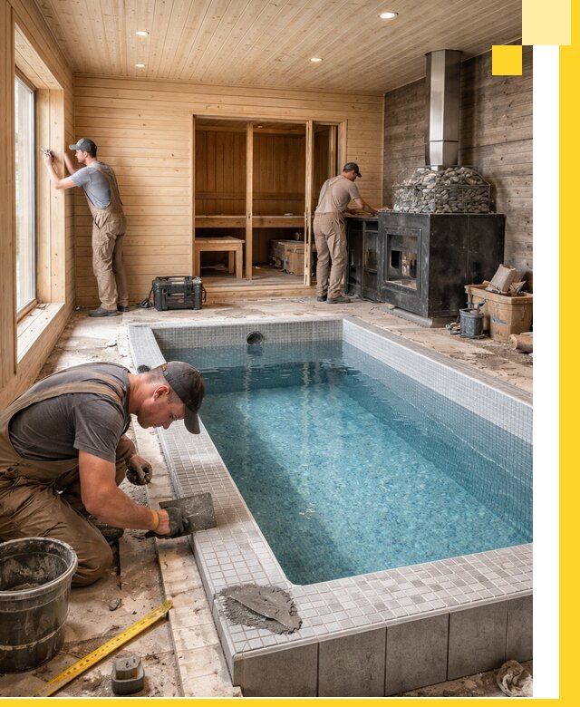 Проект бани с бассейном и сауной в Бузулуке под ключ