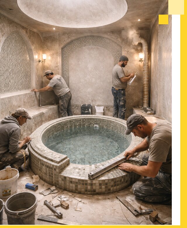 Профессиональное строительство хамама с бассейном в Бузулуке под ключ